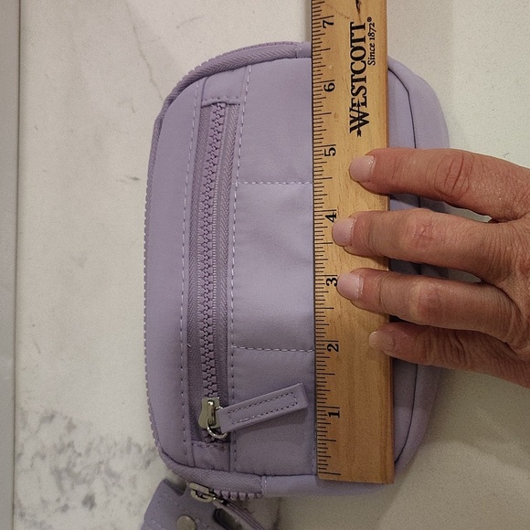 Purple Clutch wristlet with Detachable Canvas Strap Multiple Zip Pockets New - Picture 8 of 9